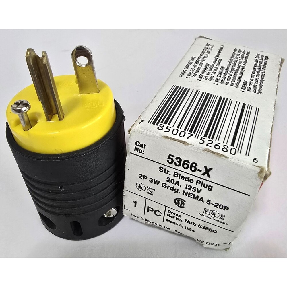 Pass & Seymour 5366-X NEMA 5-20P Plug 20A 125V USA Made Electrical